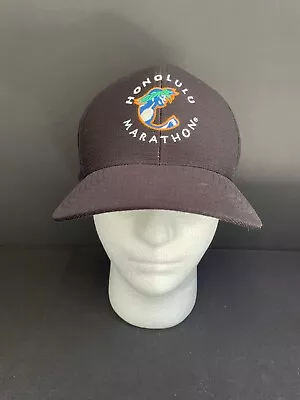 Honolulu Marathon Flex Fit Black Baseball Cap Size Large-XL Embroidered Logo • $15