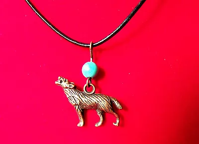 WOLF NECKLACE SouthWest TURQUOISE Native Charm NEW HANDMADE ~ Ships From USA • $9.98