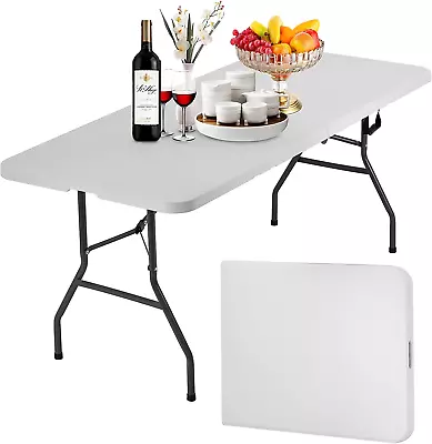 6 Foot Heavy Duty Centerfold Folding Table Portable Indoor Outdoor Mainstays • $58.98