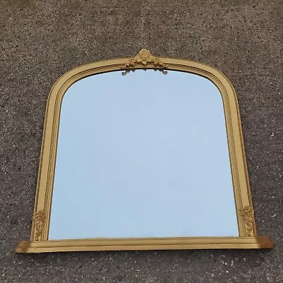 Large Arch Gold Overmantle Leaner Hanging Vintage Mirror 91cm X 83cm • £100