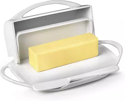 Flip-Top Butter Dish With Matching Spreader (White) • $57.05