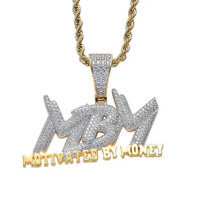 MBM Letters Mens Hip Hop Pendant Chain Necklace Bling ICED AAA+ CZ Cos Jewelry • $19.11