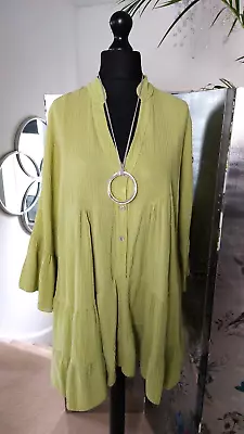 MADE IN ITALY Ladies Tunic Blouse Loose  XXL PLUS Size Lagenlook 14 16 18 20 • £23.95