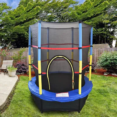 55  Junior Trampoline Set 4.5FT With Safety Net Enclosure Kids Outdoor Toy Blue • £71.97