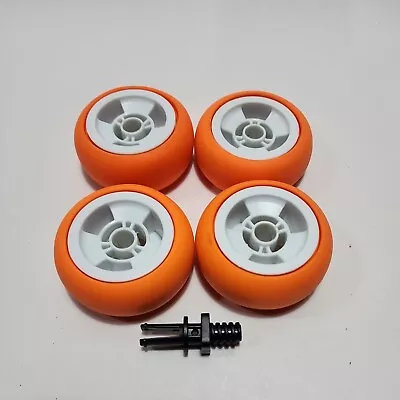 £6.07 • Buy Set Of 4 Oranage Junior Meccano Plastic And Rubber Wheels See Description