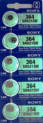 MURATA / SONY 364 SR621SW (5 Piece) SR621 364 SILVER OXIDE Battery US Seller  • $2.99