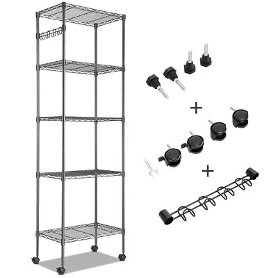 Heavy Duty 5 Tier Metal Garage Shelves Shelving Racking Storage With 4 Wheels UK • £49.99