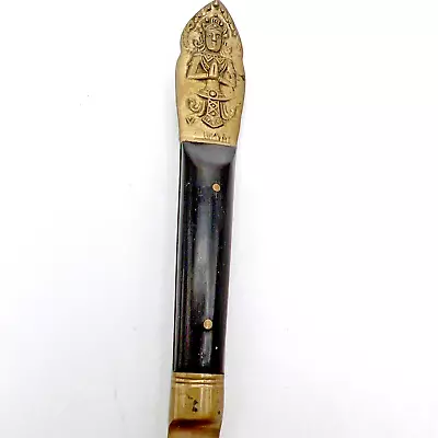 Vintage Thailand Buddha Letter Opener Brass & Wood 1963 8  • $22.50