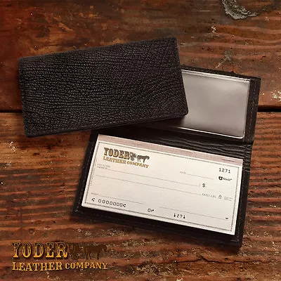 Black Shark Checkbook Cover Amish Handmade - Genuine Shark Skin Check Holder • $69.95