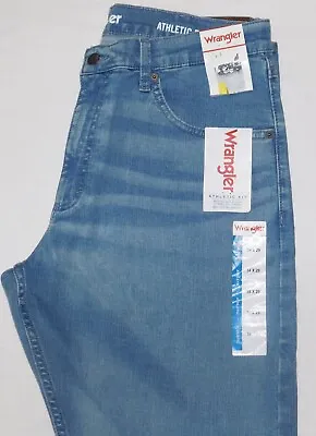 WRANGLER Athletic Fit Jeans Stretch Relaxed Seat & Thigh Tapered Med Blue Wyatt • $23.06