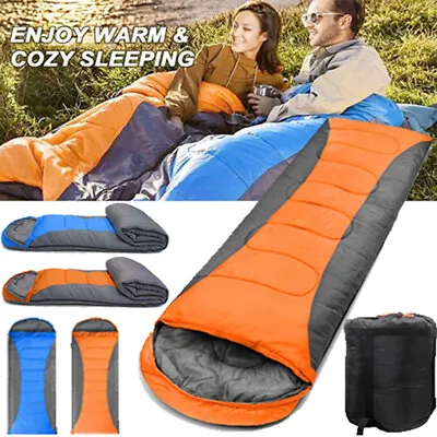 4 Season XL Single Person Envelope Zipper Sleeping Bag Outdoor Camping Hiking UK • £35.98