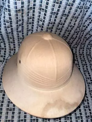 Vtg 40s 50s Mens Tan Pith Helmet Safari Jungle Military Army Sun Sola Topee Hat • $38