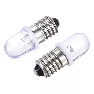 10Pcs E10 Screw Base LED Bulb DC12V 0.25W Round Top Mini Lights With Box White • £7.94