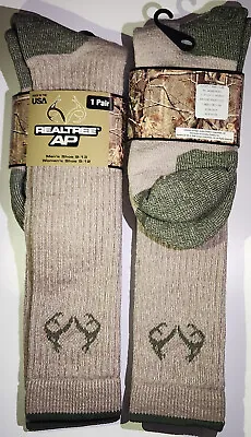 2 Pair Realtree Mens 9-13 Merino Wool Tall Long Over The Calf Outdoor Boot Socks • $22.99