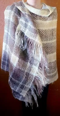 Vintage Wool Shawl Wrap. Neutral Classic Colors. 30 X80 .  USA Made. Churchill • $30