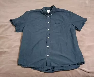 H&M Logg Button Up Shirt Mens Extra Large XL Blue Navy Short Sleeve Pocket • $16.99