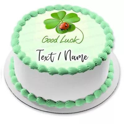 Lucky Edible Cake Topper Party Decoration Personalized Name Shamrock Ladybug • £7.77