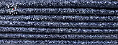 METALLIC OCEAN BLUE CRISPY CRINKLED Calfskin Leather 3 Skins 20sqf 1.6mm B7424 • $130