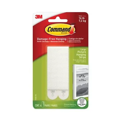 Command Picture Hanging Strips Holds 16 Lbs Large White 17206-ES 4 Pairs • $5.25