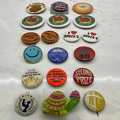 VINTAGE Pin Back Ad Buttons Mixed Lot Of 19 1960-1970’s • $10