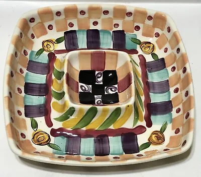 Vintage VICKI CARROLL Chip And Dip Bowl - Mississippi Southern Pottery • $40