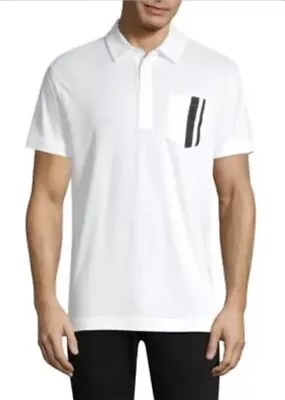 J Lindeberg M Owen Regular Fit Lux Pique Golf Polo - White / Navy Blue - Large • $89.71