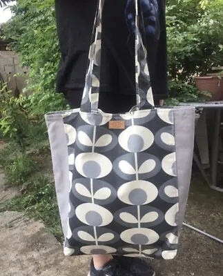 £19 • Buy Orla Kiely Black Oval Floral Fabric-Handmade Tote Bag Retro Design