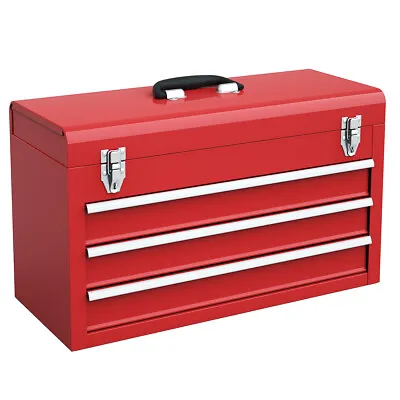 Portable Tool Chest Box Storage Cabinet Garage Mechanic Organizer 3 Drawers Red • $79.99