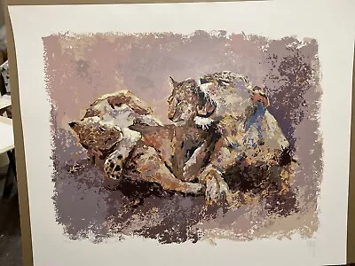 Mark King (1931-2014)  Lioness & Her Cubs  SERIGRAPH HAND SIGNED • $99