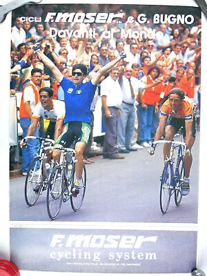 Francesco Moser Cycles Poster Of Gianni Bugno 19 X27  Vintage Bike  NOS  • $67.50