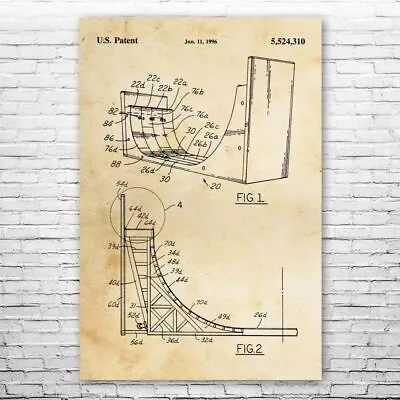 Skate Ramp Patent Poster Print 12 SIZES Skateboarding Gifts Bedroom Wall Art • $15.95