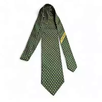 Salvatore Ferragamo Men's Green Yellow Foulard Sailboat Silk Tie • $44.95