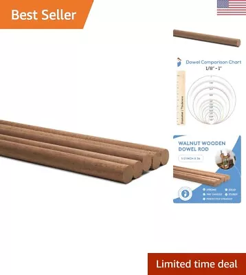 Pack Of 1 Walnut Wood Dowels - 1/2  X 36  - Wooden Craft Sticks For Woodworking • $37.99
