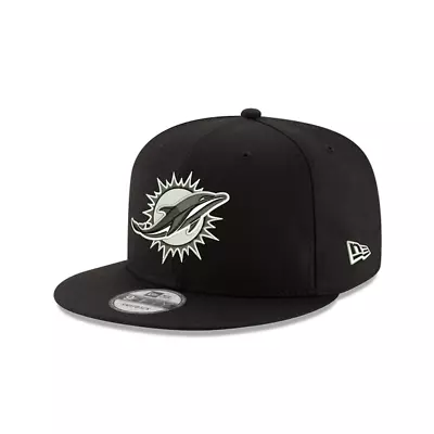 Miami Dolphins New Era Black 9Fifty Basic Snapback Adjustable Hat • $35.99