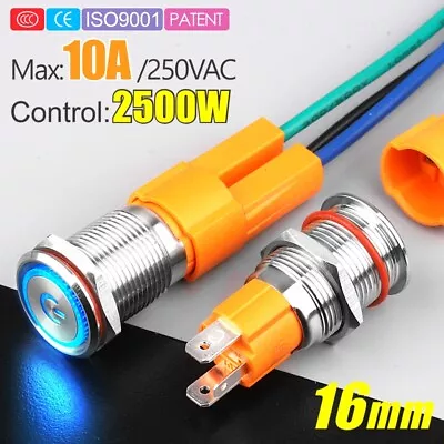 16mm LED Light High Current 10A High-power Latching Self-lock Push Button Switch • $10.20