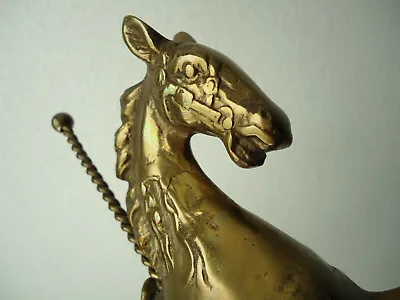 Large Brass Carousel Horse Sculpture On Wooden Base :  Merry - Go - Round • $18.65