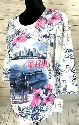 NEW Women’s Missy Medium 3/4 Sleeve Summer Knit Casual Top Shirt Miami Florida • $12.95