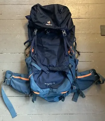 Deuter ACT LITE 50 + 10 Backpack Hiking Never Used Blue/Orange NWOT Poncho  • $125