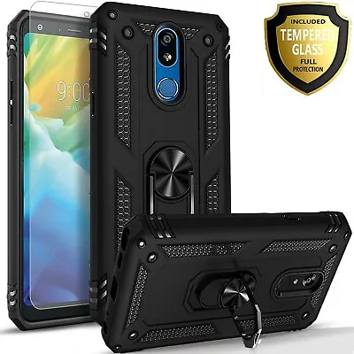 For LG K40 /Xpression Plus 2 Case Ring Kickstand + Tempered Glass Protector • $6.99