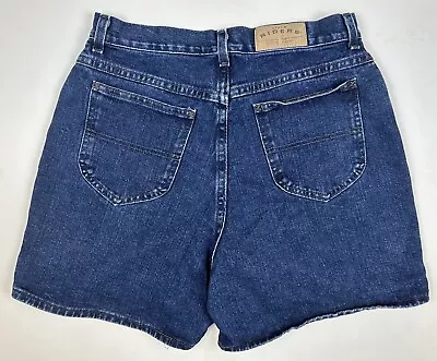 Vintage 90s RIDERS Denim Mom Shorts 31” Ultra High Waist ACTUAL Dark Wash Grunge • $18.74