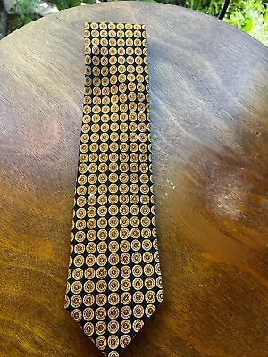 Brioni Men’s Neck Tie 100% Silk Black With Yellow And Red Pattern • $29.55