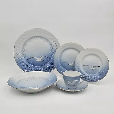 Bing & Grondahl B&G Seagull 6pc Setting Vintage Denmark 1952-1957 Gold Rimmed • $79