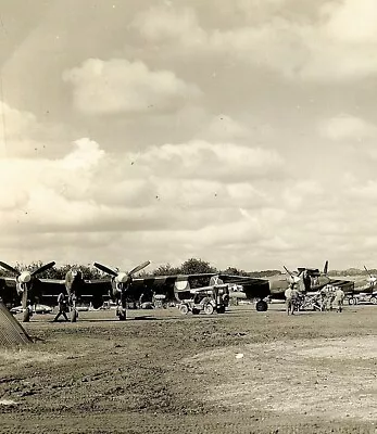 Org. Photo: P-38 Fighter Planes On Airfield At ANDOVER England!!! • $8