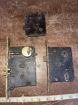 Vintage Brass Corbin Mortise Metal Plate & Door Lock Plates Lot Of 3 Inserts • $22