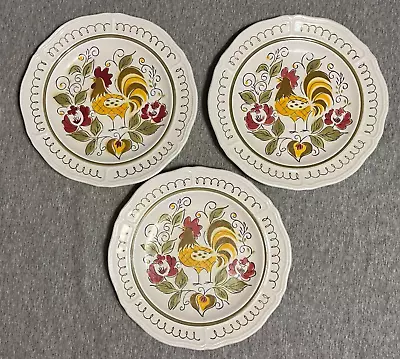 Mikasa Terra Stone Heritage Rooster Chicken Dessert Bread Plates 7125 Set Of 3 • $24.49