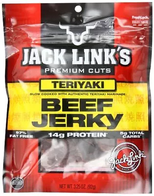 Jack Link's Beef Jerky Teriyaki 3.25-Ounce Bags (Pack Of 4) • £32.18
