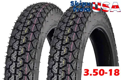 SET OF TWO: Tire 3.50-18 Motorcycle Scooter Moped Street Front/Rear Performance • $118.90