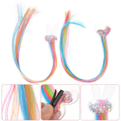  4 Pcs Kids Wig Braid Hair Extension Stripe Fake Ponytail Women's • £7.78