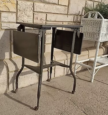 $89.99 • Buy Vintage Army Green Metal Drop Leaf Wheeled Typewriter Table