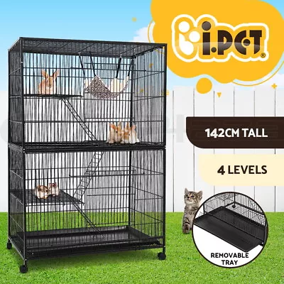 I.Pet Rabbit Cage Indoor Hutch Guinea Pig Bird Ferret Cat Hamster 142cm 4 Level • $118.95